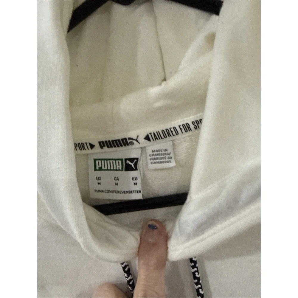 Puma Sports Spell Out Logo White Hoodie Rainbow Color Graphics Sz Medium